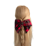 Winter retro red tartan hair bow clip for women