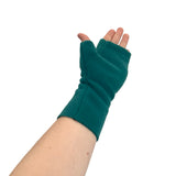 Teal blue fingerless wrist warmer gloves