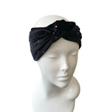 Black Studded Velvet Twist Headband