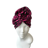 Bright Pink Rosette Pre Tied Turban