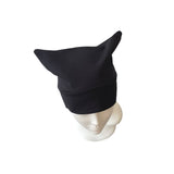 Black cat ears headband on a mannequin head against a white background
