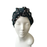 Dark Green Floral Turban Style Hat
