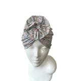 Grey Floral Rosette Turban