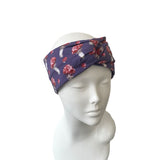 Purple Mushroom Print Twisted Head Wrap