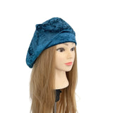 Slouchy Teal Velvet Beret