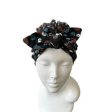Patterned Black Bow Turban