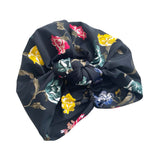 Black Floral Vintage Style Turban Hat