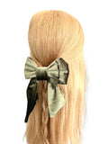 Olive green velvet hair bow barrette