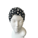 Black Dotted Stretchy Soft Jersey Turban