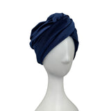 Navy Blue Velvet Vintage Style Twisted Hair Turban