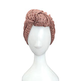 Metallic Rose Gold Knit Fabric Turban Hat