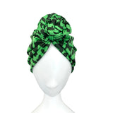 Green and Black Cheetah Animal Print Retro Knot Turban Hat