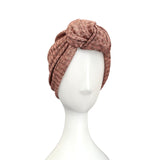 Metallic Rose Gold Knit Fabric Turban Hat