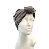 Silver Grey Velvet Vintage Style Turban Head Wrap