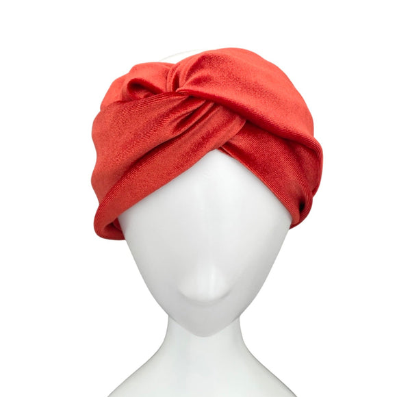 Burnt Orange Velvet Twisted Turban Headband Women Head Wrap