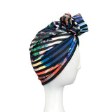Striped Colourful Stretchy Rosette Fashion Turban Headpiece