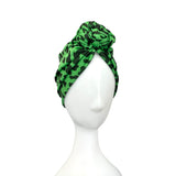 Green and Black Cheetah Animal Print Retro Knot Turban Hat