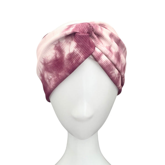 Wine Tie Dye Wide Ribbed Twist Headband