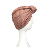 Metallic Rose Gold Knit Fabric Turban Hat