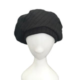 Black Warm Rib Knit Beret Hat for Ladies 