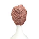 Metallic Rose Gold Knit Fabric Turban Hat