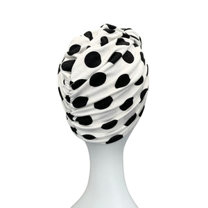White dotted vintage style turban hat