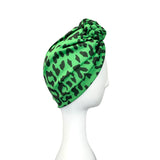 Green and Black Cheetah Animal Print Retro Knot Turban Hat