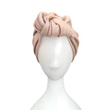 Metallic Pale Pink and Silver Chunky Front Knot Turban Hat