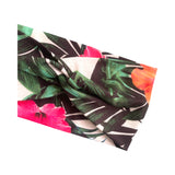 White Green Tropical Print Floral Twist Headband