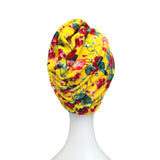 Bright Yellow Floral Twisted Turban Head Wrap