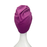 Front Knotted Vintage Style Violet Lined Cotton Turban Hat