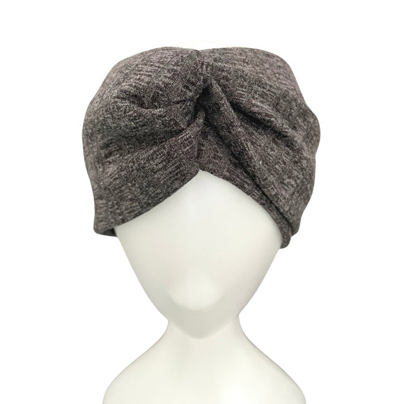 Dark Grey Warm Knit Jersey Winter Turban Twist Ear Warmer
