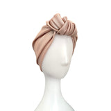 Metallic Pale Pink and Silver Chunky Front Knot Turban Hat