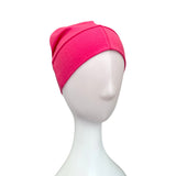 Bright Fuchsia Pink Cotton Beanie Cap for Women