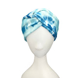 White and Blue Ribbed Tie Dye Twisted Headband 