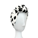 White dotted vintage style turban hat