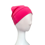 Bright Fuchsia Pink Cotton Beanie Cap for Women