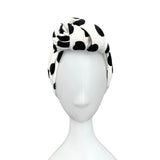 White Dotted Vintage Style Front Knot Turban