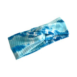 White and Blue Ribbed Tie Dye Twisted Headband 