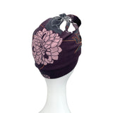 Aubergine Floral Head Wrap Turban Cap