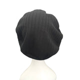 Black Warm Rib Knit Beret Hat for Ladies 
