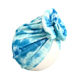 Blue and White Tie Dye Girl Turban Hat