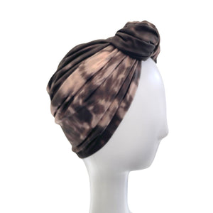 Nude and Black Tie Dye Print Vintage Style Turban 