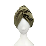 Olive Green Cosy Velvet Turban Hat