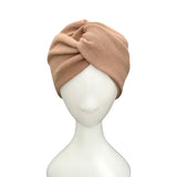 Camel beige brushed wool turban twist headband