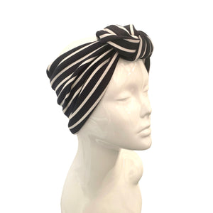 Navy Style Blue White Striped Turban Headband for Women