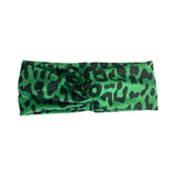 Leopard Silky Feel Green and Black Twisted Head Wrap