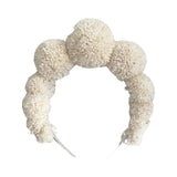 Cream White and Gold Pom Pom Winter Wedding Headband 