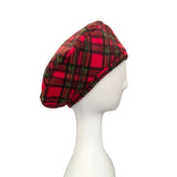 Red Tartan Retro Beret Hat for Women