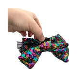 Rainbow sequin bow claw hair clip